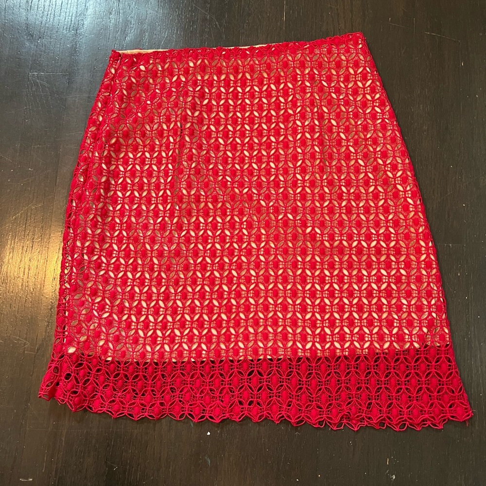 Red skirt with lining, from Francescas; brand Miami, size small
